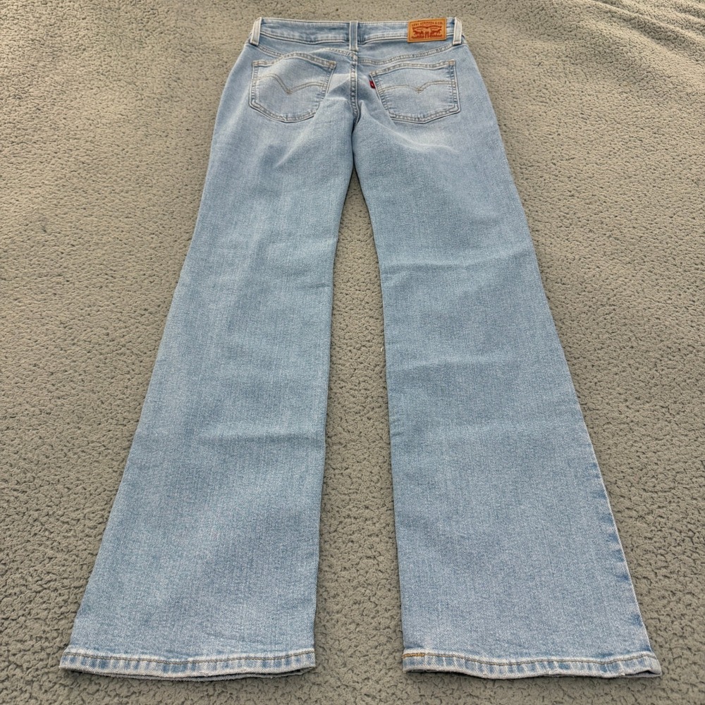 Levis Superlow Boot Jeans Womens 27 Light Wash Distressed Ripped - Picture 2 of 13